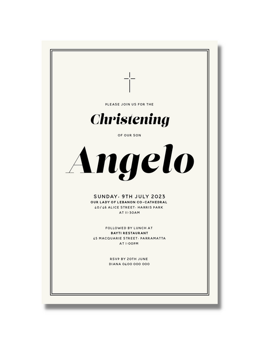 'Angelo' Baptism Invitation