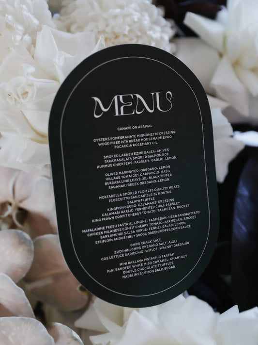 Printed Menu Cards - Oval
